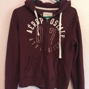 Aeropostale Maroon Zip Up Sweatshirt L